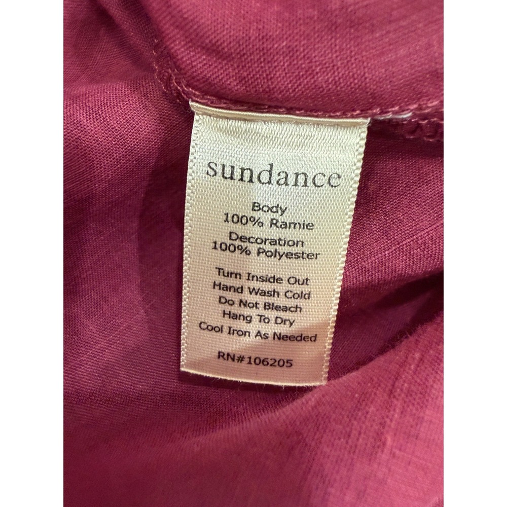 Sundance Shayda Red Lightweight Peasant Top w/floral embroidery & Tassels S - Picture 8 of 8